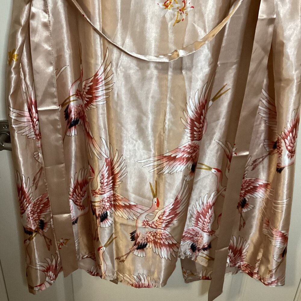 Women's Flamingo Bird Bath Robe Kimono Sleeves Housecoat Wrap Robe Wedding